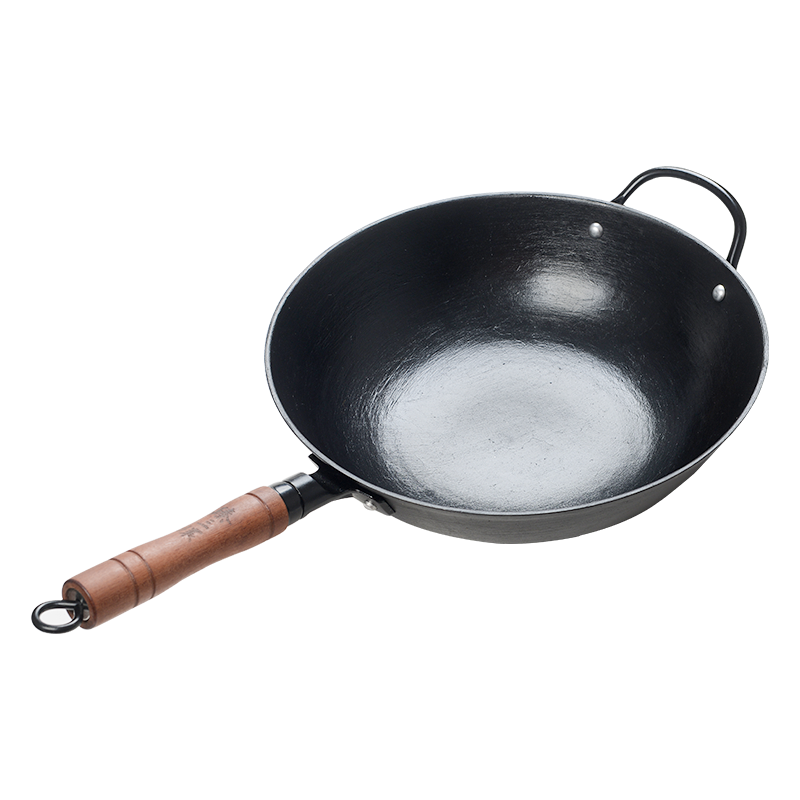Konco Iron wok Cast iron pan Non-coated Pot General use for Gas and  Induction Cooker 32cm Chinese Wok Cookware Pan Kitchen Tools