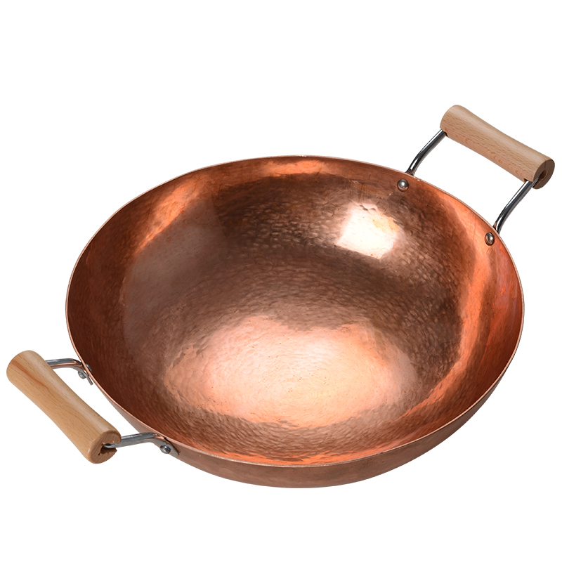 ZhenSanHuan Chinese traditional, hand hammered COPPER woks no coating, less  oil, conduct heat fast