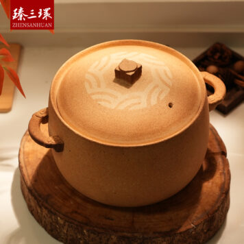 ZhenSanHuan Handmade Earthenware Clay Pot Casserole - 4L for 4-6 people